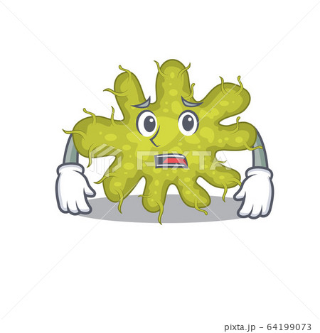 Cartoon design style of bacterium showing worried face Cartoon design style of bacterium showing worried face 64199073