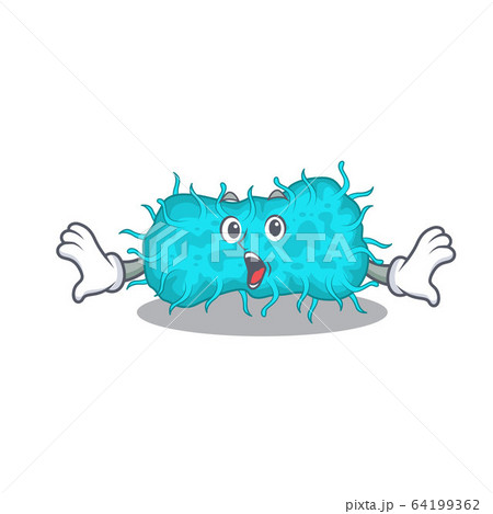 Cartoon design style of bacteria prokaryote has a surprised gesture 64199362