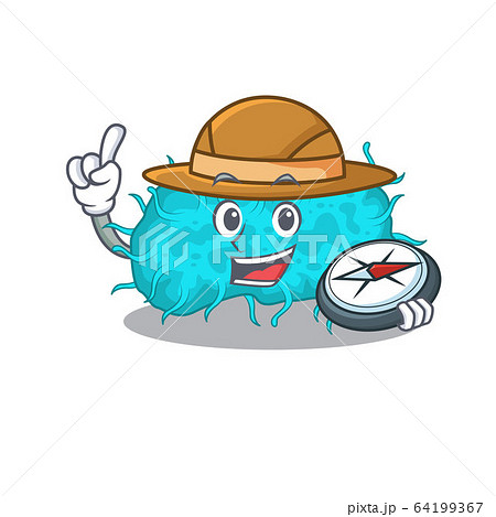 mascot design concept of bacteria prokaryote explorer with a compass 64199367