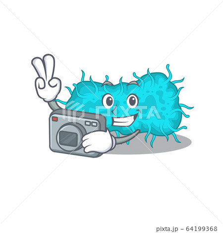 bacteria prokaryote mascot design as a professional photographer working with camera 64199368