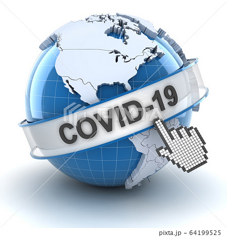 Covid 19 coronavirus update symbol, 3d render Covid 19 coronavirus update symbol, 3d render 64199525