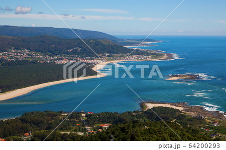 Rio Miño estuary over Atlantic ocean Rio Miño estuary over Atlantic ocean 64200293