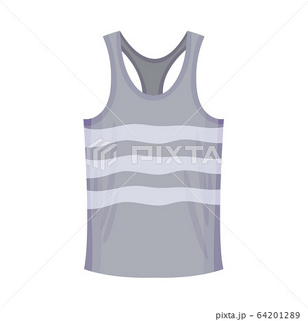 Grey Tank Top or Sleeveless Sport Shirt as Male Clothing Item Vector Illustration 64201289