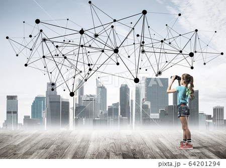Concept of social wireless connection and internet use for commu 64201294