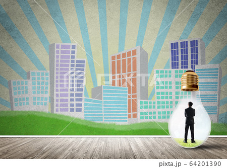 Businessman trapped in bulb Businessman trapped in bulb 64201390