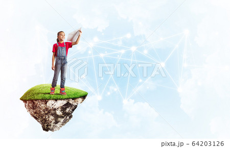 Idea of children Internet communication or online playing and parent control 64203126
