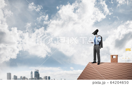 Concept of home security and privacy protection with camera head 64204650