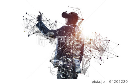 African businessman exploring virtual world 64205220