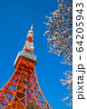 （東京都港区）東京タワーと桜 64205943