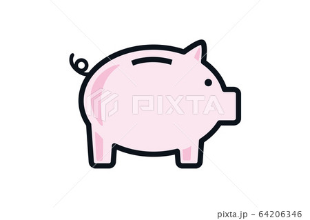 ぶたの貯金箱のイラストのイラスト素材