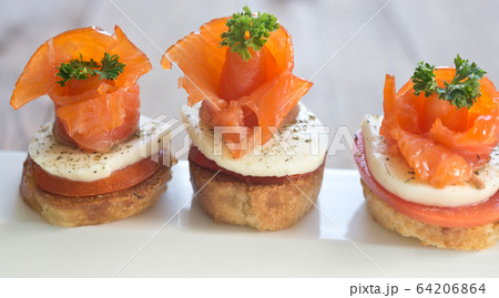 canapes with red fish 64206864