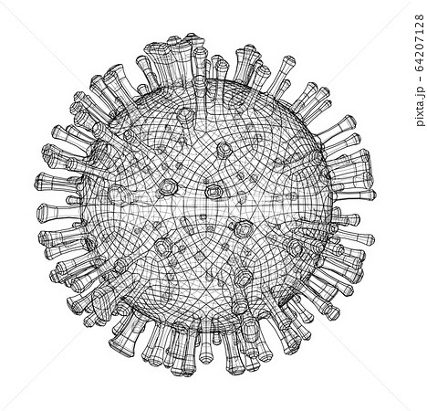 Vector wire-frame model of a virus 64207128