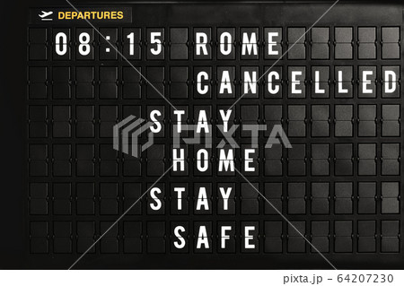 Top view travel and flights ban due to coronavirus outbreak 64207230