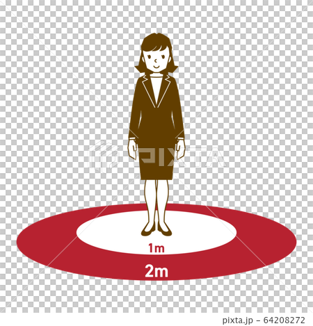 ソーシャルディスタンス　イラスト 64208272
