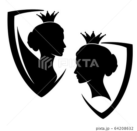 Queen Or Princess Profile Head And Heraldic のイラスト素材