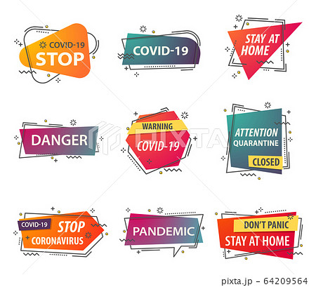 Oronavirus quarantine warning, Stay Home signs vector 64209564