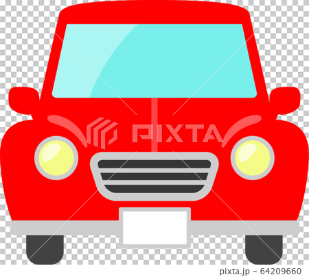 レトロな赤い自動車 正面	 64209660