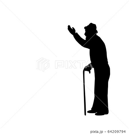 Silhouette Of Grandfather With Hand Indicates のイラスト素材