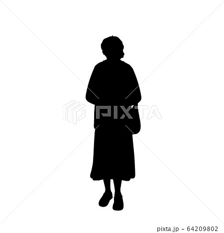 Silhouette of grandmother with bag 64209802