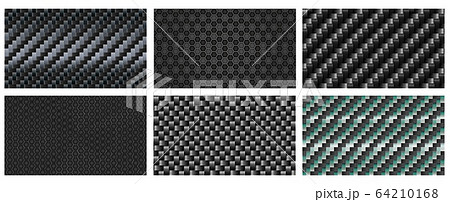 Seamless carbon fiber texture. Black metallic fibers pattern, sports carbon weave realistic vector background 64210168