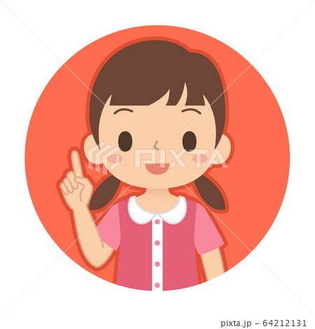 指差ししている女の子のアイコンのイラスト素材
