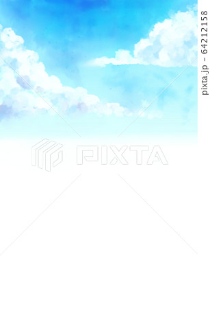 イラスト素材 青空 雲 水彩 背景 背景素材のイラスト素材