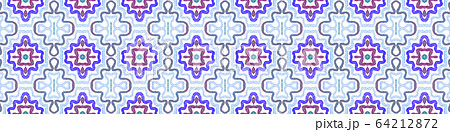Blue Seamless Border Scroll. Geometric Watercolor  64212872