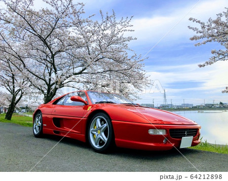 フェラーリと桜 64212898