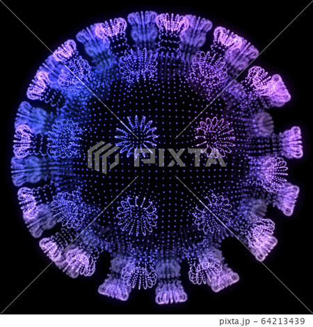 Virus cells. 3d Illustration. Abstract Image of Flu COVID-19 virus cell under the microscope Virus cells. 3d Illustration. Abstract Image of Flu COVID-19 virus cell under the microscope 64213439
