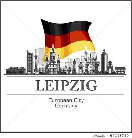 Leipzig City skyline black and white silhouette. Vector illustration. Leipzig City skyline black and white silhouette. Vector illustration. 64213510