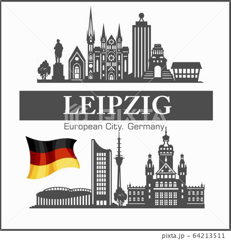 Leipzig City skyline black and white silhouette. Vector illustration. Leipzig City skyline black and white silhouette. Vector illustration. 64213511