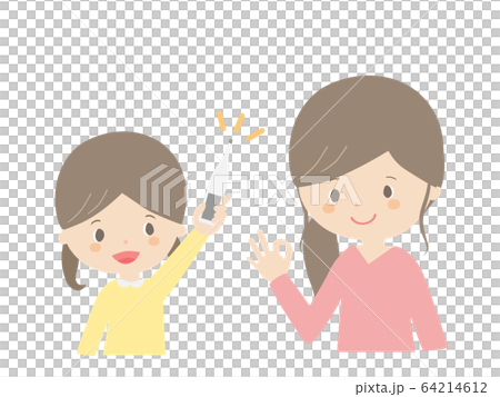 体温計を母に見せる女の子 64214612