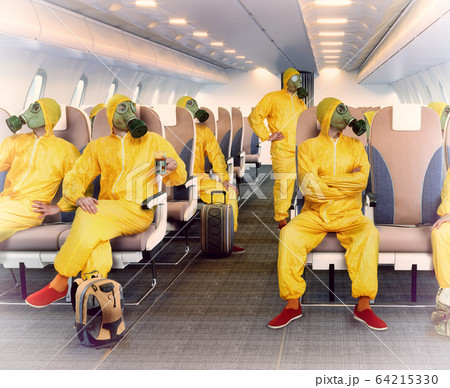 the gas mask man in the airplane interior the gas mask man in the airplane interior 64215330