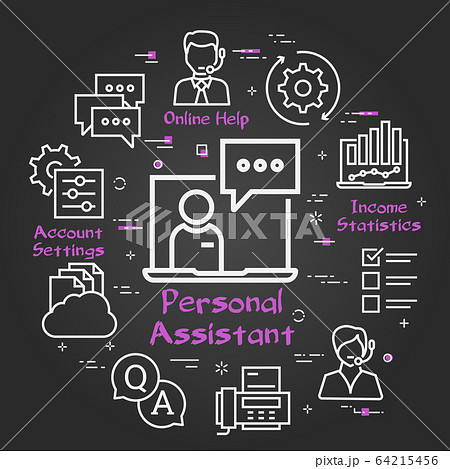 Vector black concept of online support - personal assistant icon Vector black concept of online support - personal assistant icon 64215456