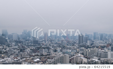 日本の東京都市景観　新型肺炎　凍てつく都心（六本木、汐留）＝29日（感染爆発、…32年ぶりの積雪） 64215519