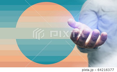 Open palm hand gesture of male hand geometric Open palm hand gesture of male hand geometric 64216377