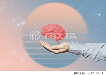Beautiful abstract holding brain with palm collage Beautiful abstract holding brain with palm collage 64216421