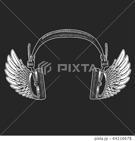 Rock heavy metal, hard rock music headphones symbol. Vector icon. 64216678