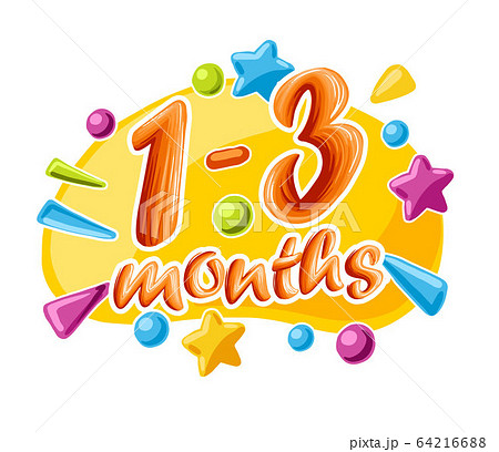 1-3 months old baby colorful numbers, vector illustration 64216688