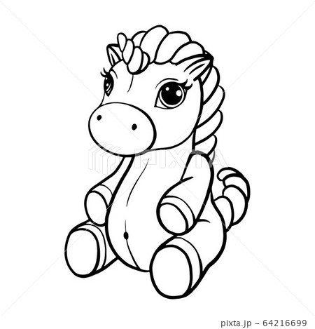 Vector Illustration Of Cute Horse Pony With A のイラスト素材