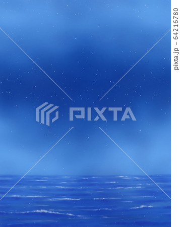もやっとした雲がある星空と海 縦長のイラスト素材