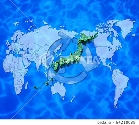 世界地図と日本地図とリサイクル 世界地図と日本地図とリサイクル 64218039