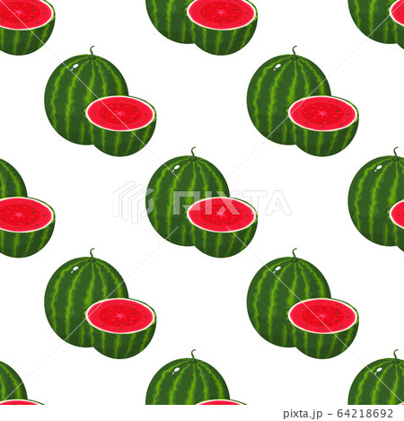 Seamless pattern with fresh whole and cut slice 64218692