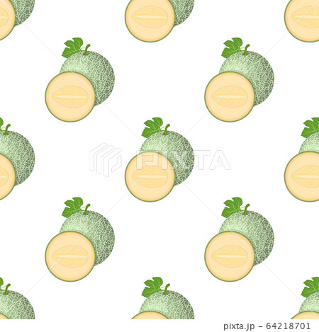 Seamless pattern with fresh whole, half melon 64218701