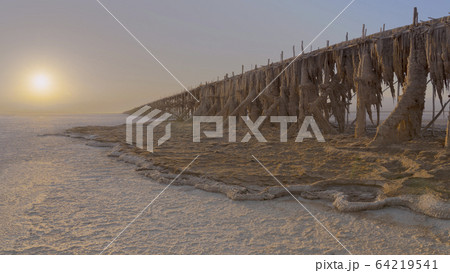 Salt concretions on the extraction pump in the salt plains in the Danakil Depression, Ethiopia. Salt concretions on the extraction pump in the salt plains in the Danakil Depression, Ethiopia. 64219541