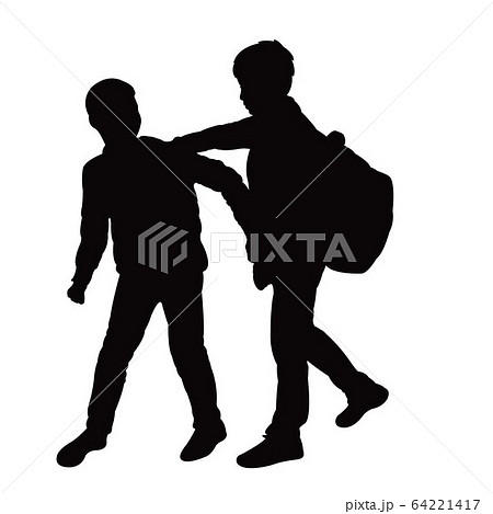 School Boys Playing Body Silhouette Vectorのイラスト素材