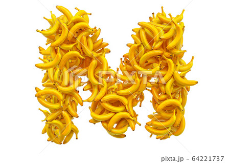 Letter M from bananas, 3D rendering 64221737
