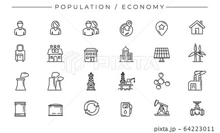 Population and Economy concept line style vector icons set 64223011