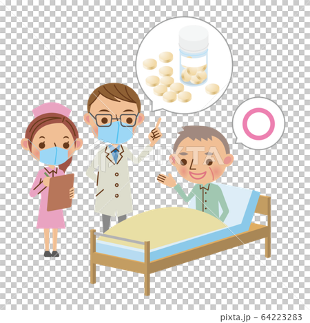 治療薬の了承をとる医師と承諾する患者 64223283
