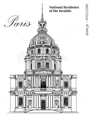 National Residence of the Invalids- vector hand 64223386